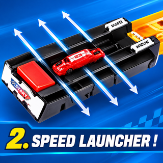 16 Pcs Double Loop Racing Car Track Set with Launcher & 2 Cars