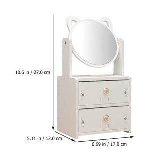 Small Wooden Assembling Makeup Mirror with Drawer & Storage