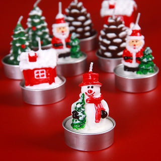 Christmas Theme 3D Design Wax Candles for Home Decor (Pack Of 12)