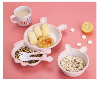 Rabbit Bamboo Fiber 5 Piece Feeding Set - 100% bamboo No Plastic