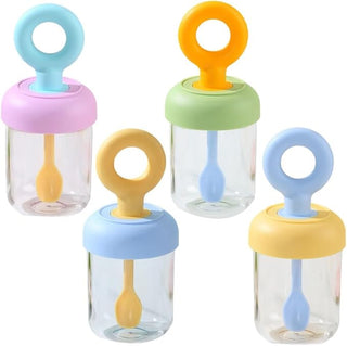 Portable Snack Jar with Spoon & Loop Lid – 500ml | Mixed Pastel Colours