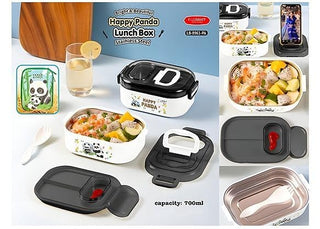 Cute Panda Stainless Steel Kids Lunch Box with Pouch – 700ML