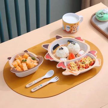 Baby Dino Bamboo Fiber 5-Piece Feeding Set - 100% bamboo No Plastic