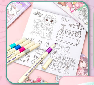 ColorPop + StickerBlast 2-in-1 Sticker Colouring Kit for Kids — 12 Acrylic Markers & 20-Page Book (Random)