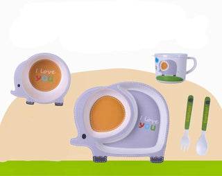 Monkey Bamboo Fiber 5 Piece Feeding Set - 100% bamboo No Plastic (Mix Design)(Pack Of 5/10)(Prepaid Only)