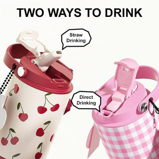 Kawaii Insulated Tumbler with Handle & Charm – 750ml