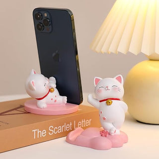 Cute Kawaii Lucky Cat Phone Holder – Cartoon Desk Mobile Stand