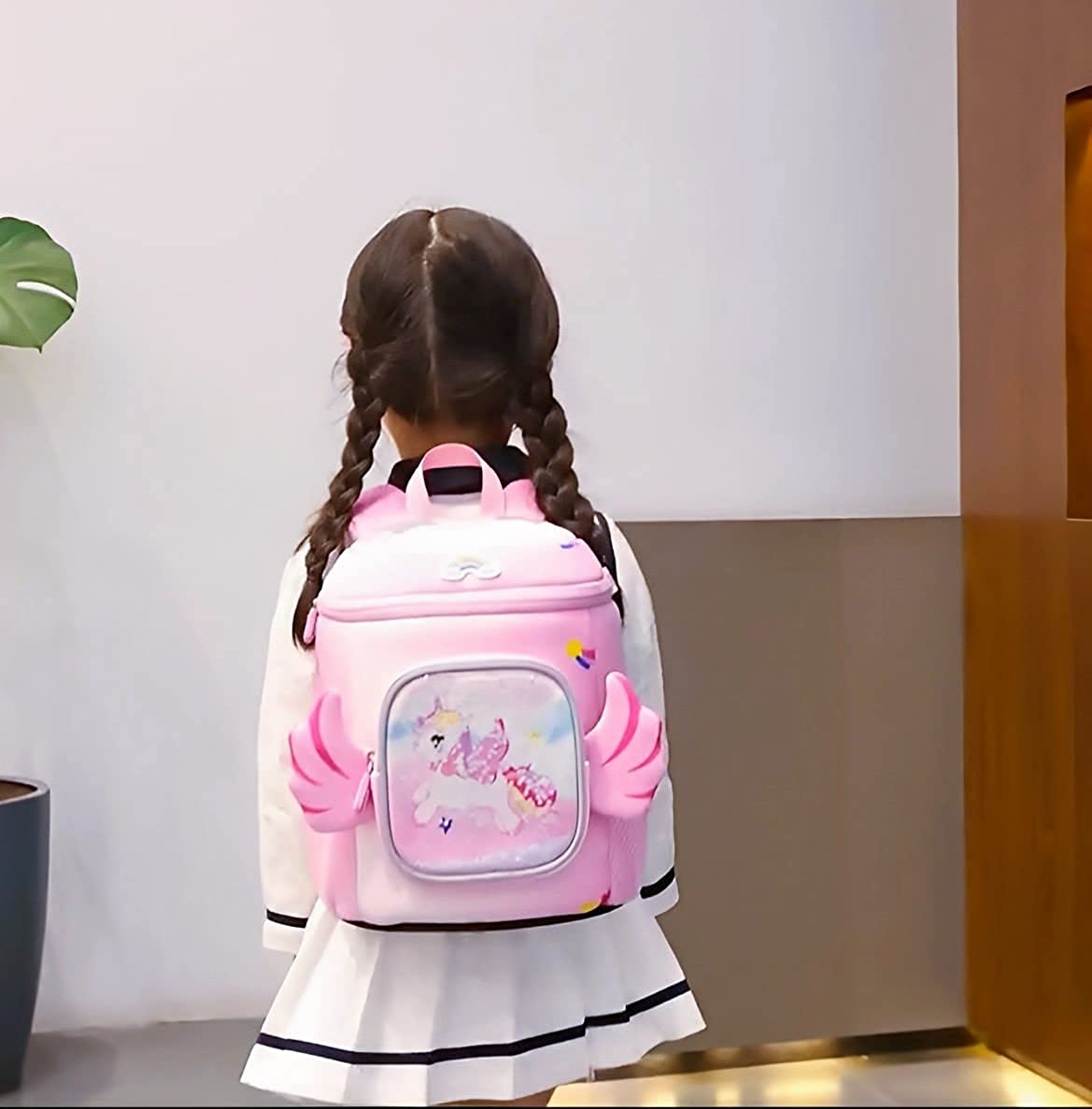 Kids Girls School Book Bag Plush Cartoon Unicorn Backpack Sequins Shoulder  Bag b | eBay