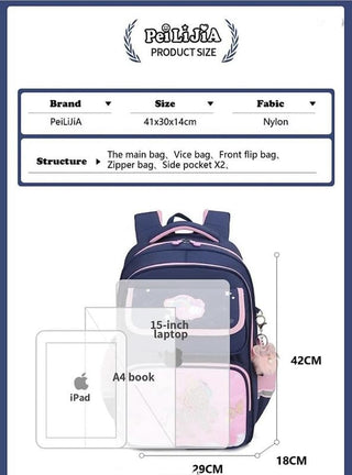 Unicorn Embroidery School Bag