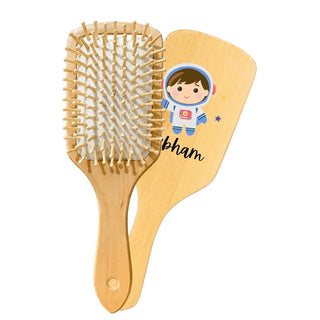 Personalized Wooden Hair Brush for Kids - Space (PREPAID ONLY)