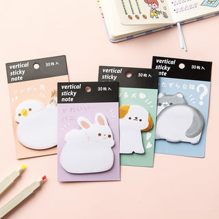 Kawaii Animal Hug Sticky Notes — 30 Sheets | Pack of 4