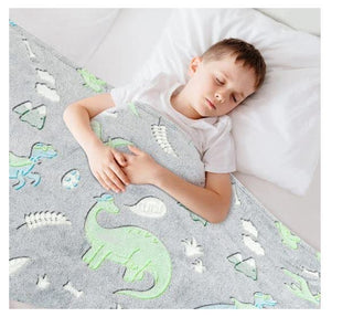 Soft Warm Cozy Furry Blanket Glow in The Dark (182CM X 182CM) (Dino)