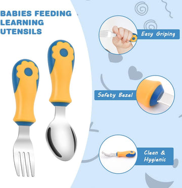 Baby Feeding Stainless Steel Spoon and Fork Set