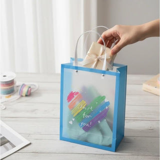 Transparent Pvc Rainbow Gift Bags for Kids | Birthday Party Bags with Handles (Pack Of 12) (Big)