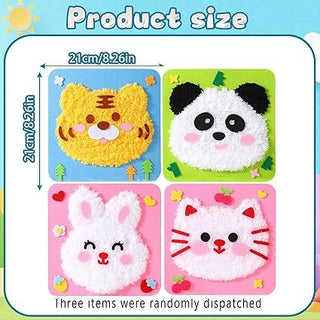 Kids Animal Needle Threading Wool Art Kit – DIY Fluffy Face Sewing Craft Set (Random)