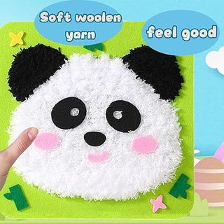 Kids Animal Needle Threading Wool Art Kit – DIY Fluffy Face Sewing Craft Set (Random)