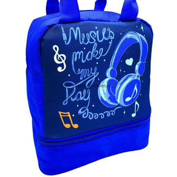 Lunch in Style: Printed Double-Decker Lunch Bag with Mesh Padding and Abundant Storage (Music Make My Day)