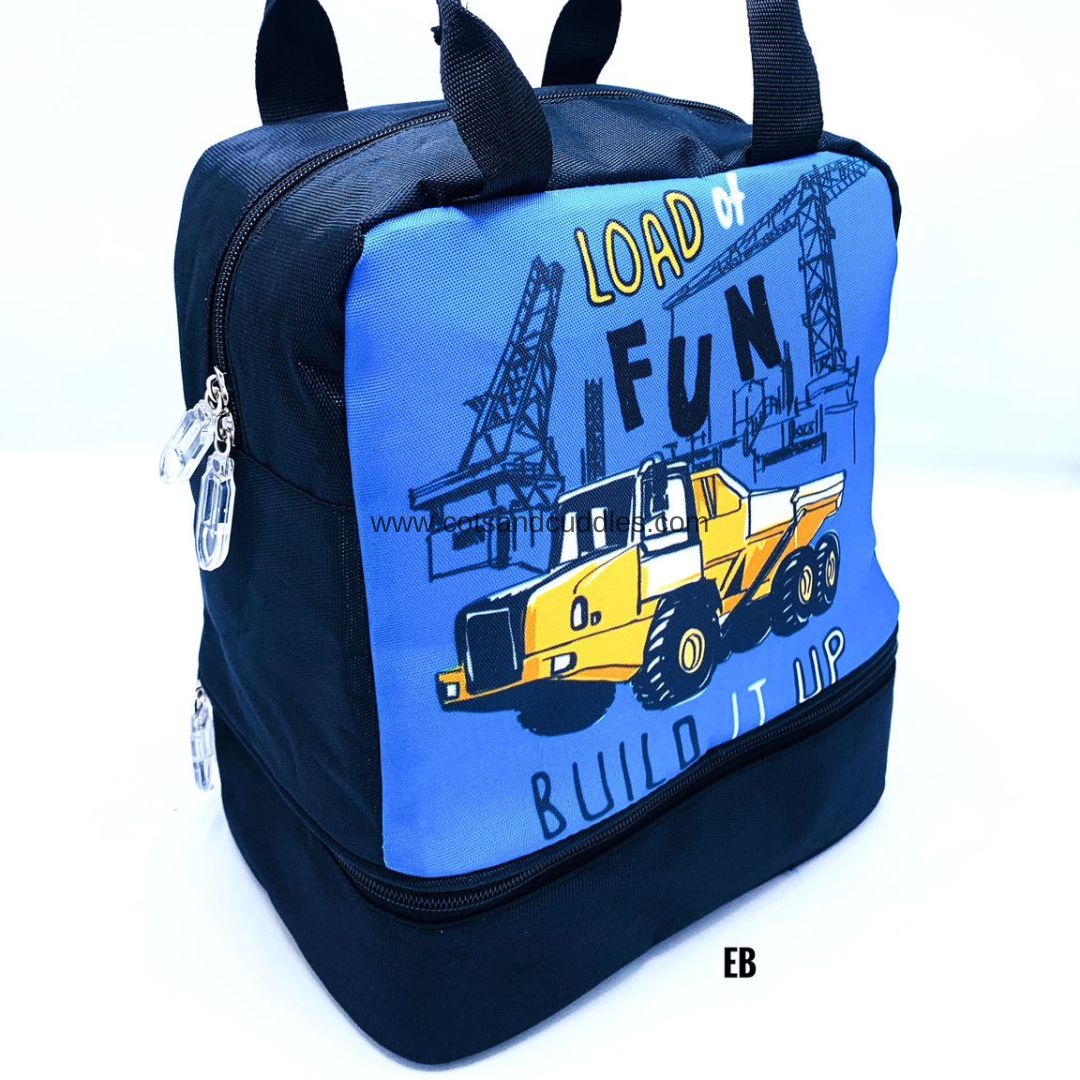 Lunch in Style: Printed Double-Decker Lunch Bag with Mesh Padding and Abundant Storage (Vehicle)