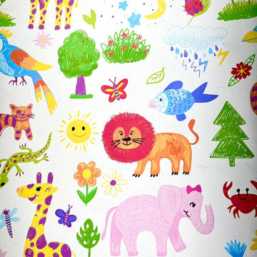 Colourful Animals Theme Printed Gift Wrapping Paper (Pack of 10)