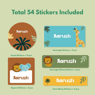 Personalized Name Labels Combo - Safari Fun - Pack of 54 (PREPAID ORDER)
