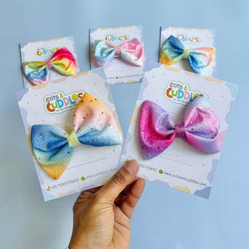Colourful Glitter Design Big Bow Hair Clip for Kids (Random Colour)