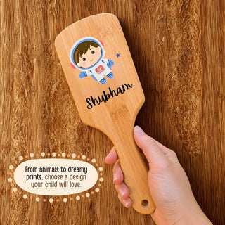 Personalized Wooden Hair Brush for Kids - Space (PREPAID ONLY)