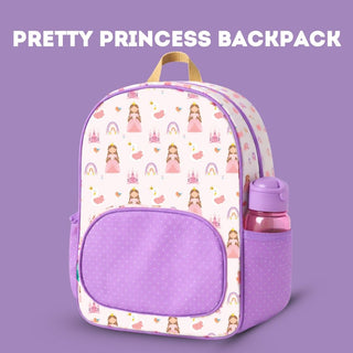 Cots and Cuddles Cute Princess Theme Printed Canvas Backpack for Kids