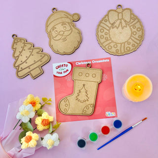 Diy Christmas Ornaments MDF Cut out Coloring Kit for kids (Pack of 4)
