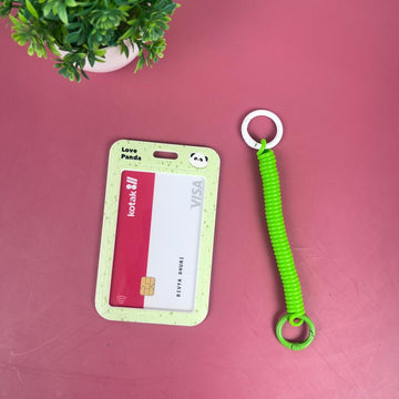 Panda-Inspired Acrylic Card Holder with Spring Keychain: Fun and Functional Student ID Protection