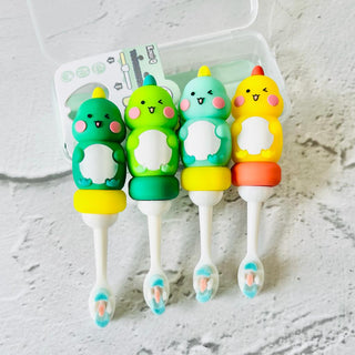 Cute 3D Cute Dino Shape Microfiber Soft Bristles Toothbrush with Travel Case for Kids Age 2+ (Pack of 1)