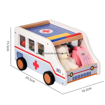 Wooden Doctor Kit for Kids: Imaginative Play with Ambulance and Medical Tools