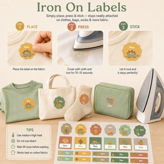 Personalized Iron On Label Sticker - Dino Roar (32pc) (PREPAID ONLY)
