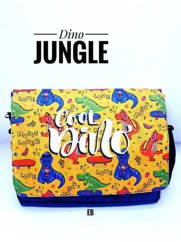 Laptop Bag with Four Front Pockets: Stylish, Organized, and Durable (Dinosaur)