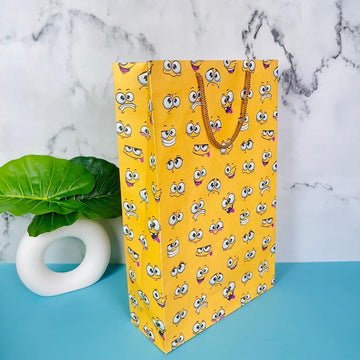 Funny Faces Yellow Paper Bags (38x25.5x9cm)(Pack of 10)