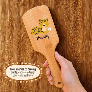 Personalized Wooden Hair Brush for Kids - Tiger (PREPAID ONLY)