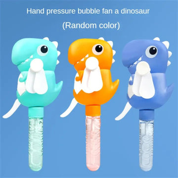 Bubble Blower with Dinosaur Hand Fan - Perfect for Kids' Outdoor Adventures (Random Colour)