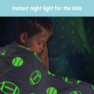 Soft Warm Cozy Furry Blanket Glow in The Dark (152CM X 122CM) (Football)
