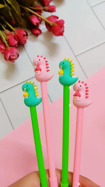 Baby Dino Topper Gel Pen for Kids: Fun and Vibrant Writing Pack of 2 (Random)