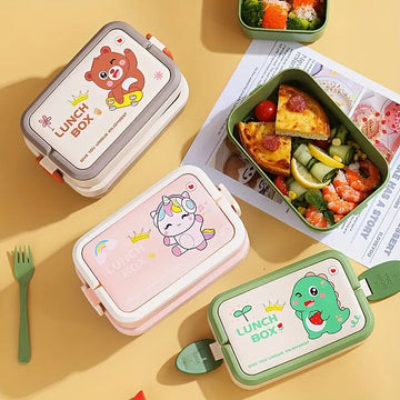 Cartoon Double-Layer Bento Box for Organized and Fun Meals On-the-Go