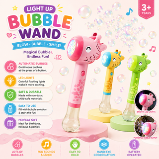 Giraffe Bubble Magic Wand — Light-Up & Musical Bubble Blower for Kids