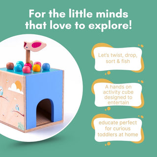 Cots and Cuddles Wooden 5 in 1 Activity Cube for Kids Age 3+