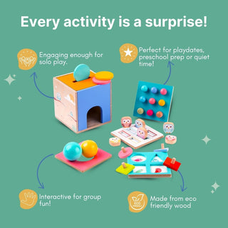Cots and Cuddles Wooden 5 in 1 Activity Cube for Kids Age 3+