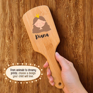 Personalized Wooden Hair Brush for Kids - Princess (PREPAID ONLY)