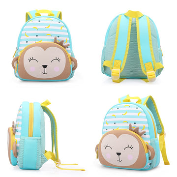 Cute Baby Monkey Soft Plush Backpack  with Front Pocket for Kids