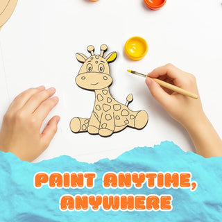Animal Design MDF Cutout DIY Painting Kit with 6 Colours & Brush Creative Art & Craft Activity for Kids (Random) 1pc