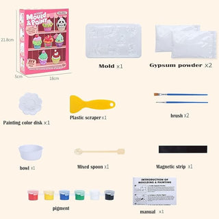 Dessert Mould & Paint Kit for Kids | DIY Plaster Cupcake Craft Set (Ages 6+)(Pack Of 5/10)