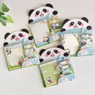 Pandapuddle Notes — Kawaii Panda 5-in-1 Sticky Notes Set with Acrylic Keychain