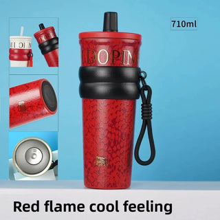 710ml Insulated Stainless Steel Sipper Tumbler | Leakproof Bottle with Carry Loop for Women & Girls