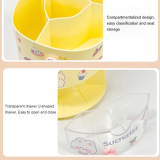 4 Compartment Desk Storage Organiser with 360 Degree Turnable Bottom