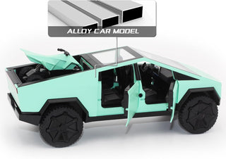 Premium Quality Die Cast Simulation Pull Back Toy Car (Truck with Motorcycle) (Green)